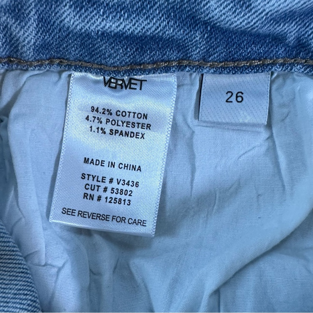 Vervet - 90's Vintage Super High Rise Cargo Straight Jeans Light Wash Sz 26 - Picture 6 of 11
